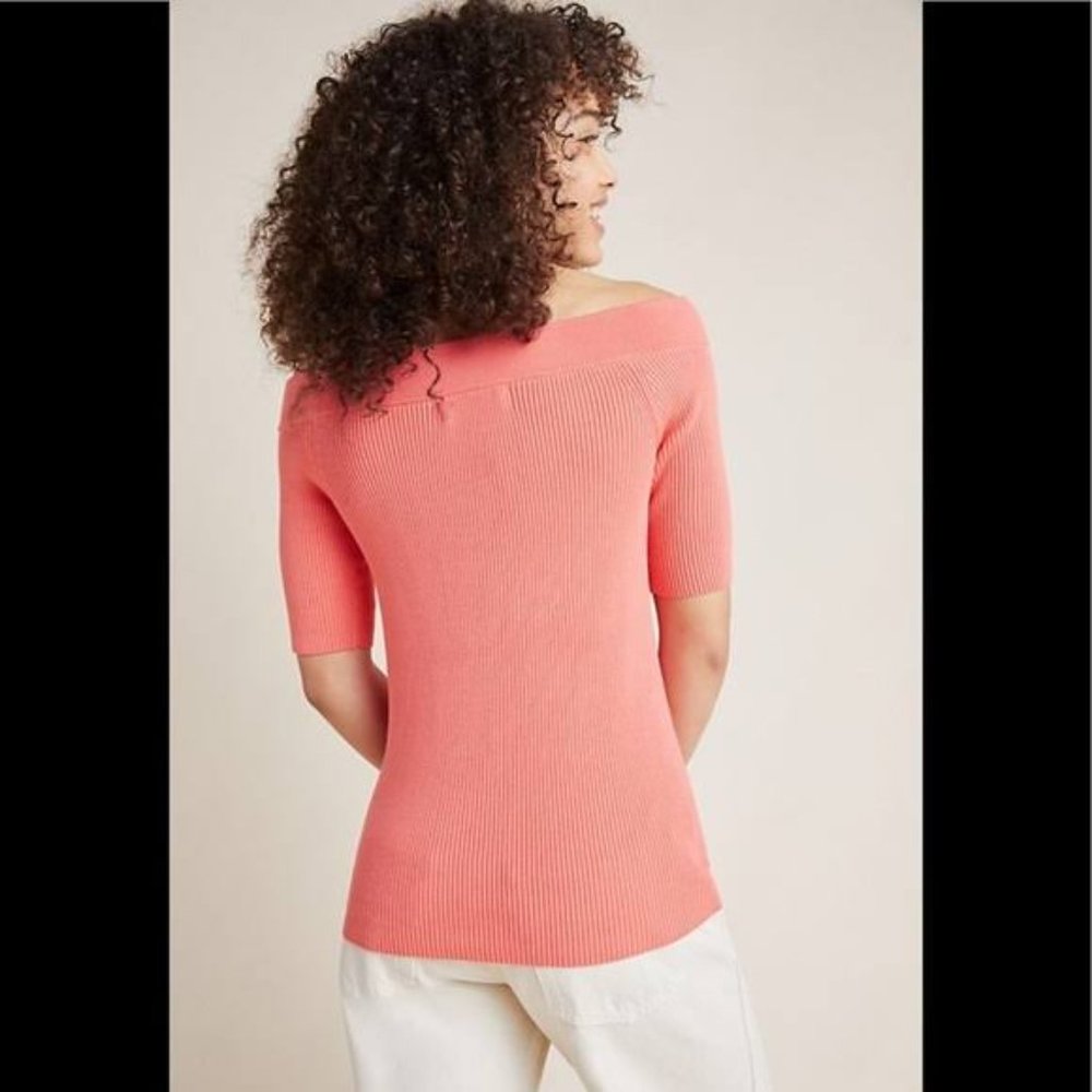 ANTHROPOLOGIE minuet off shoulder ribbed sweater - Picture 3 of 8